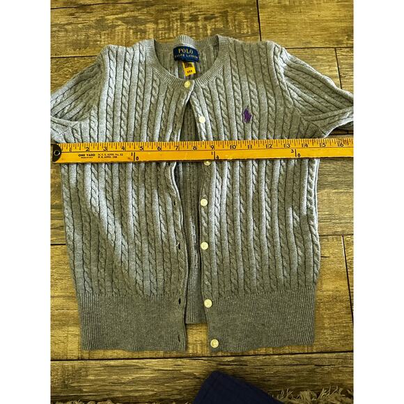 Polo Ralph Lauren Big Girls Mini-Cable Cotton Cardigan Sweater Size Medium - Picture 7 of 7